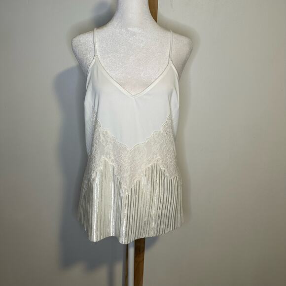 Express white accordion front v-neck tank top size M NWT - Picture 2 of 11